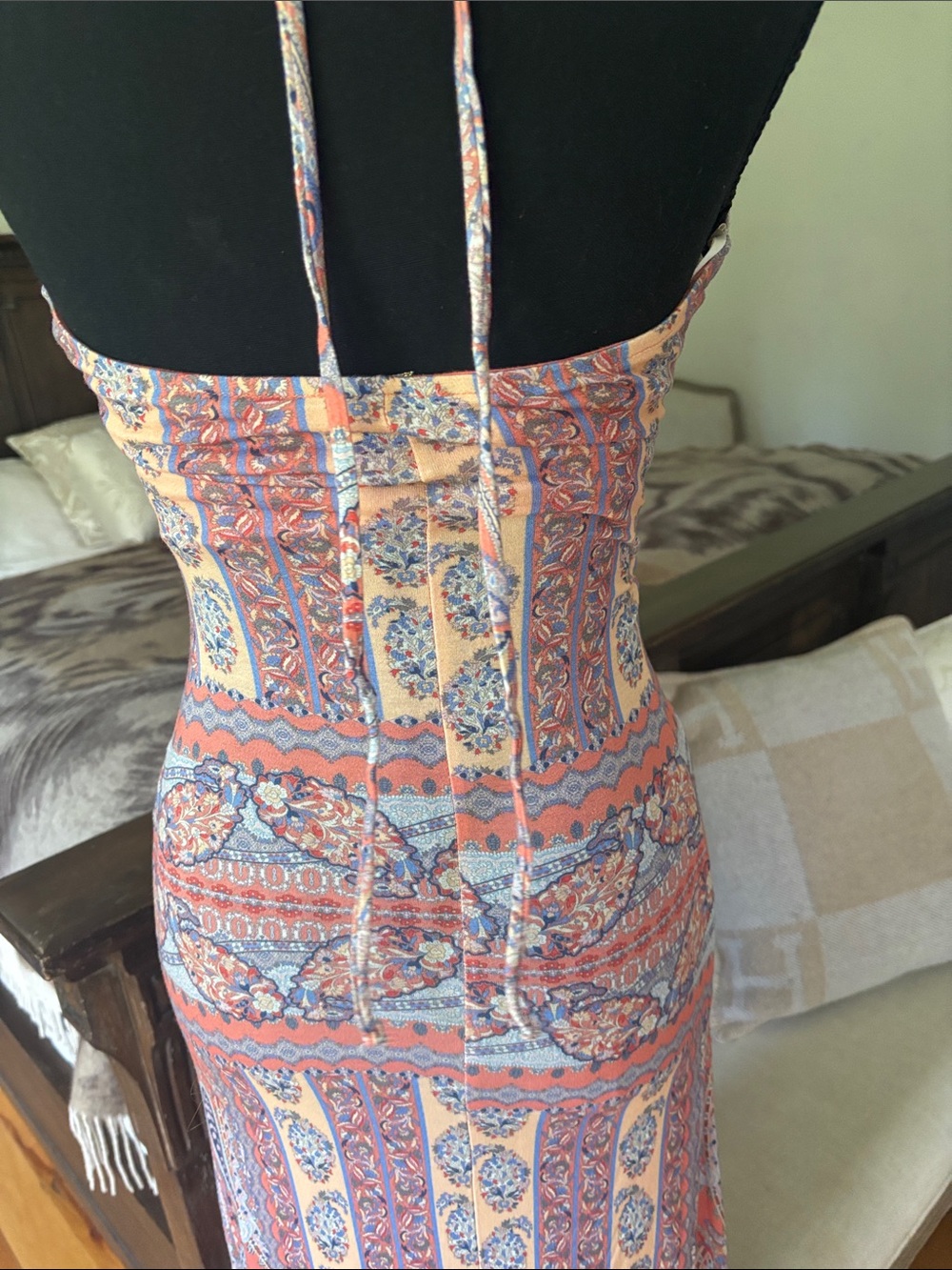 Sky Crochet-Front Maxi Dress in Coral and Lavender Multi - Picture 4 of 4